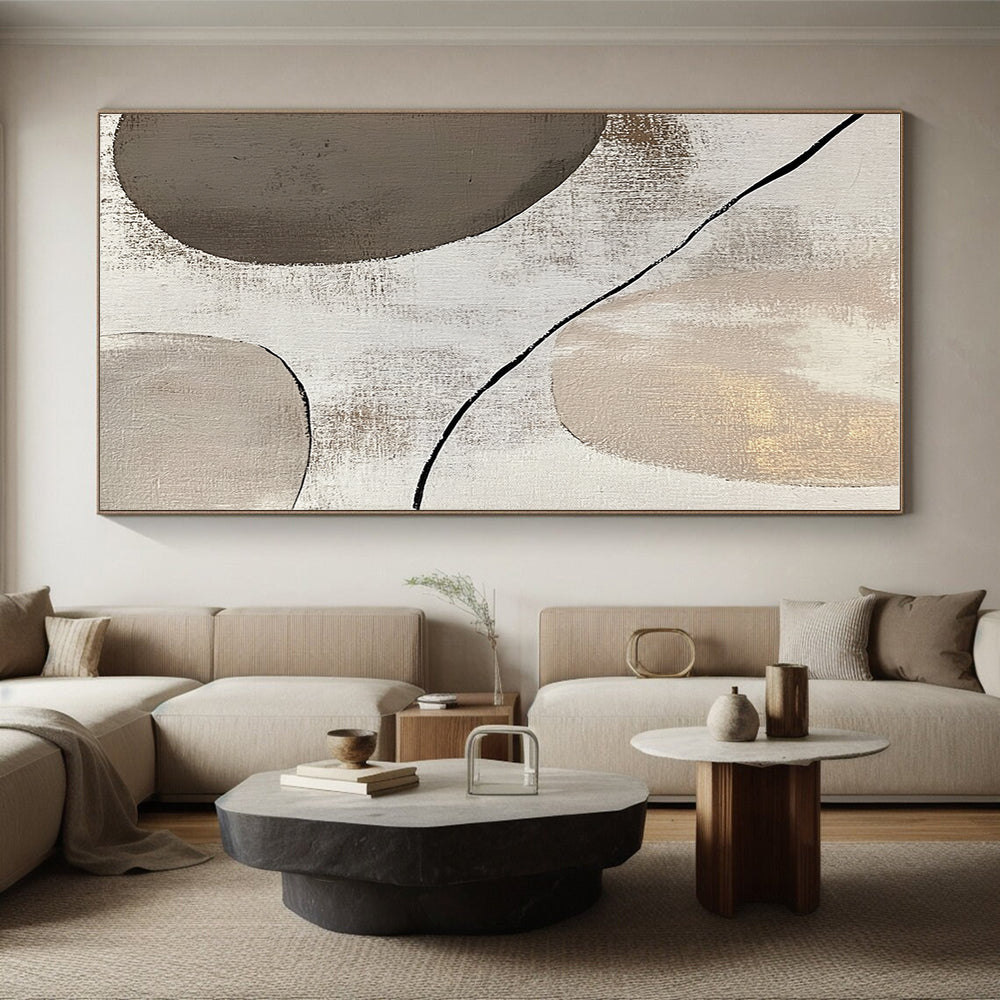 Beige and Gray Minimalist Forms Abstract Painting with Subtle Harmony WINK047