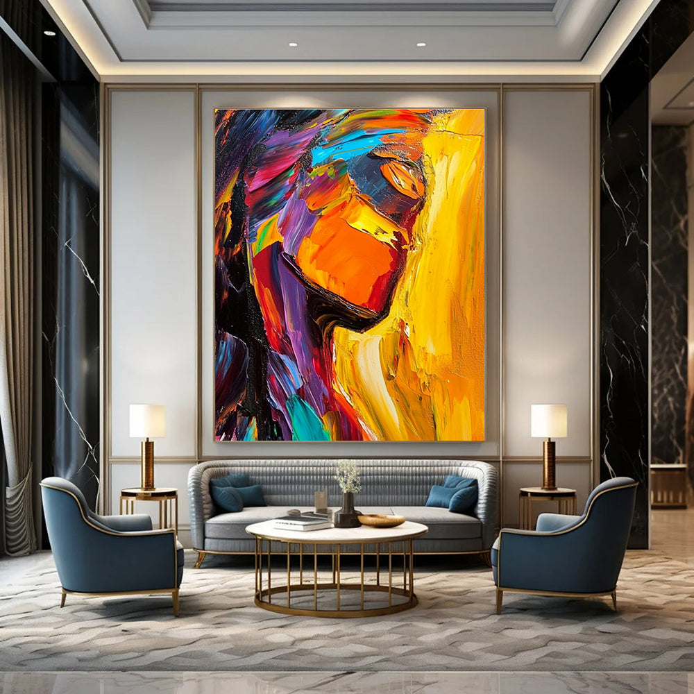 Colorful Abstract Portrait Painting with Vibrant Brushstrokes GAB0058