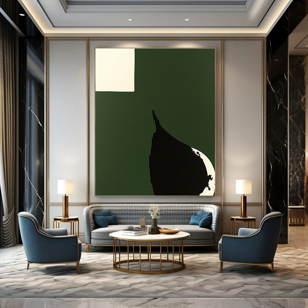 Green Black White Abstract - Bold Shape Art GAB0562