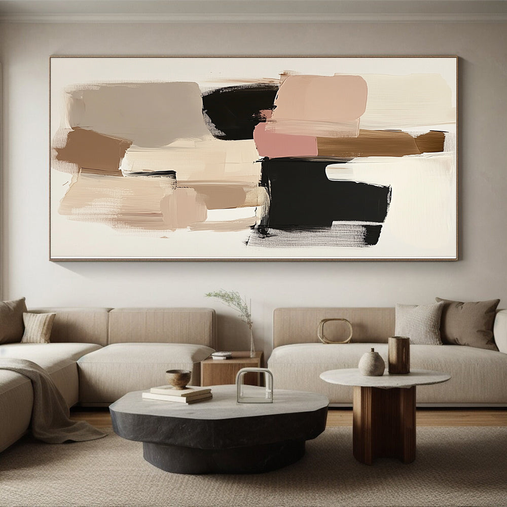 Neutral Color Blocks Abstract Painting with Subtle Harmony WINK480