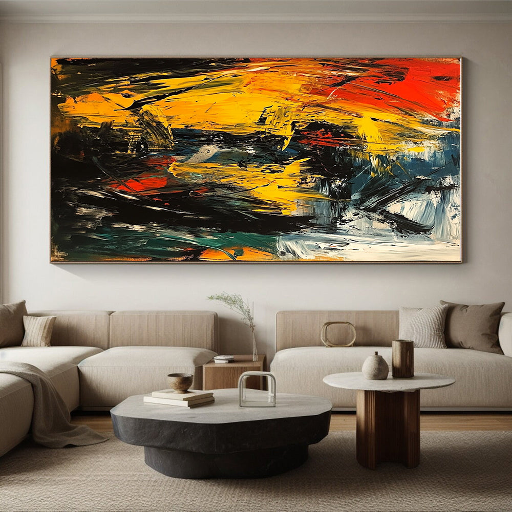 Fiery Color Burst Abstract Painting with Dynamic Energy WINK750