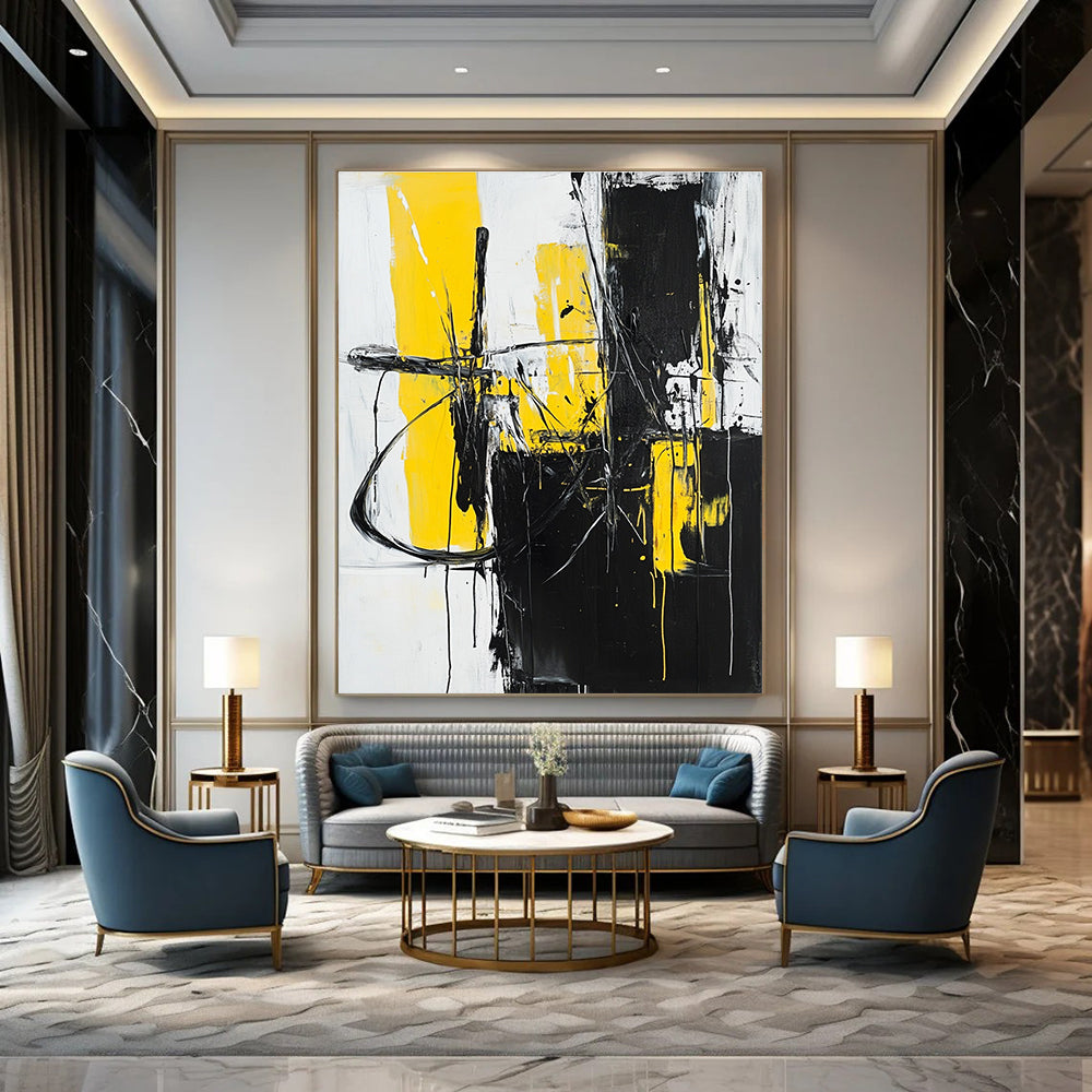 Yellow Black Abstract - Dynamic Color - Block Abstract Painting GAB0650