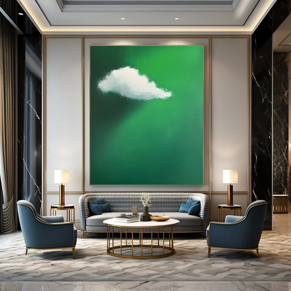 Green Sky with Cloud Painting of Whimsical Serenity GAB0141