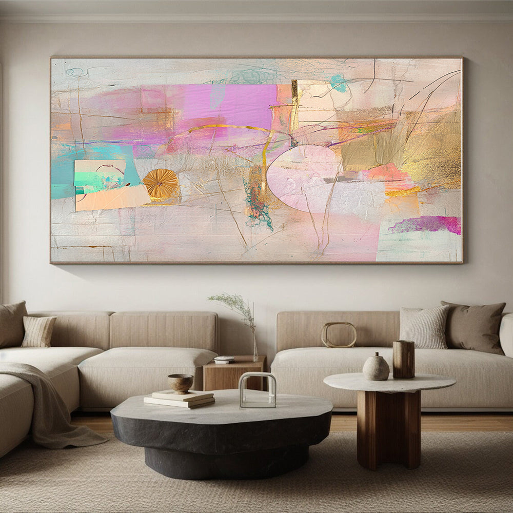 Pastel Collage with Gold Abstract Painting with Delicate Opulence WINK199
