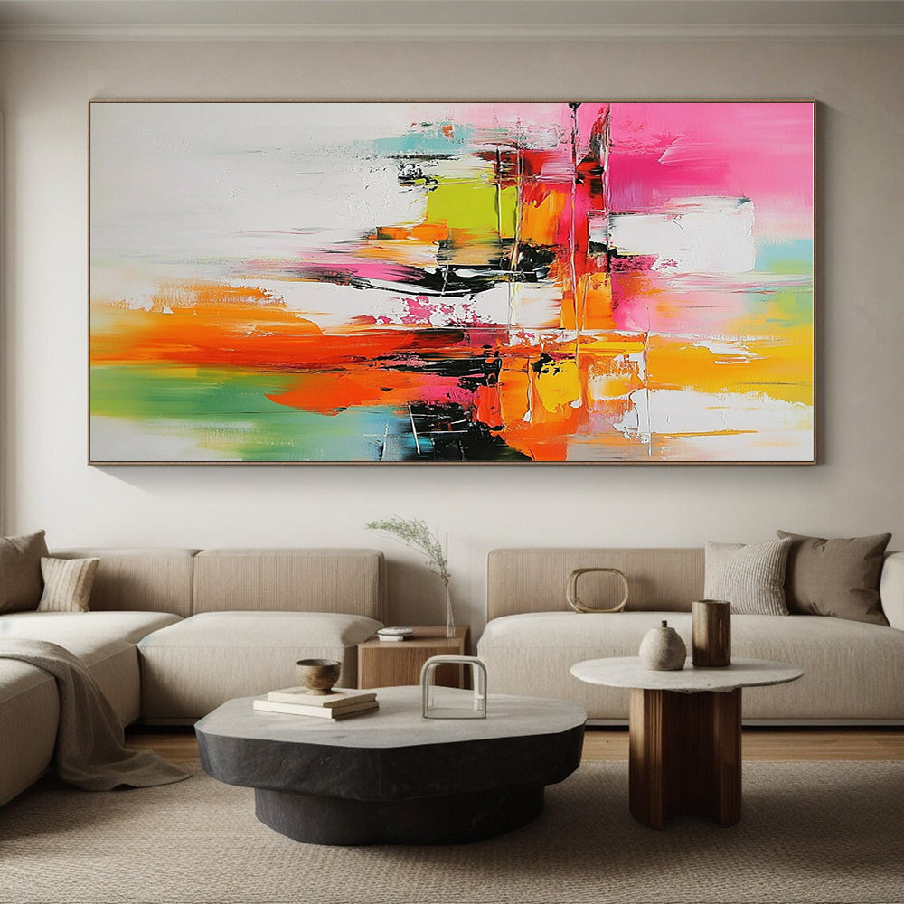 Vivid Color Block Abstract Painting with Energetic Vibes WINK684