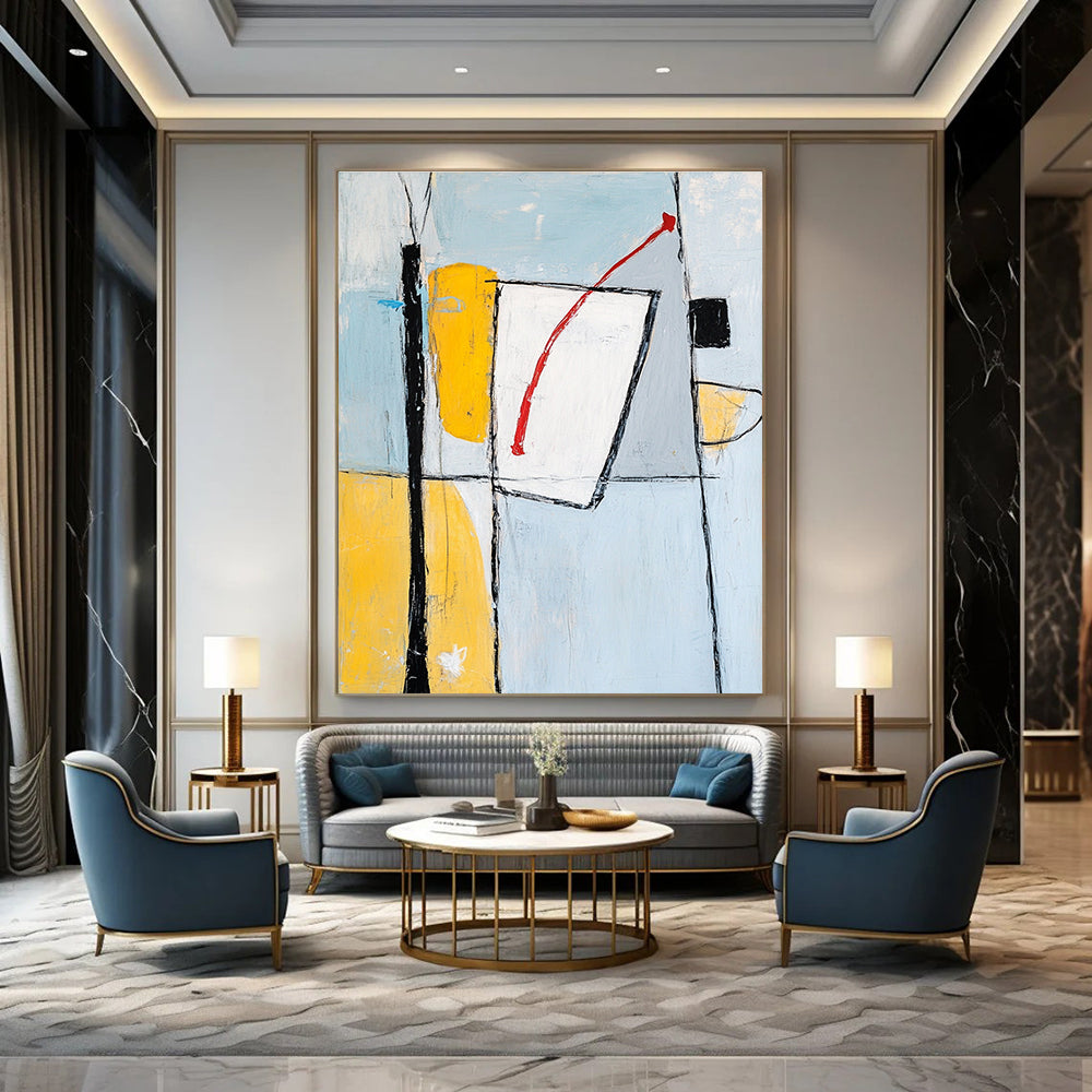 Geometric Contrast Abstract Painting for Creative Workspaces GAB1088