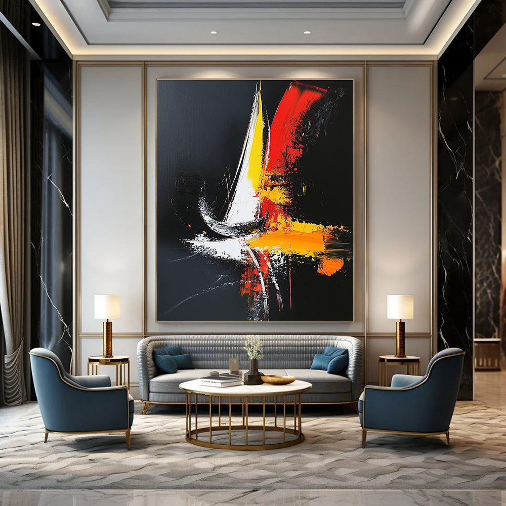 Colorful Sailboat Abstract Painting for Coastal - Themed Restaurants GAB0854