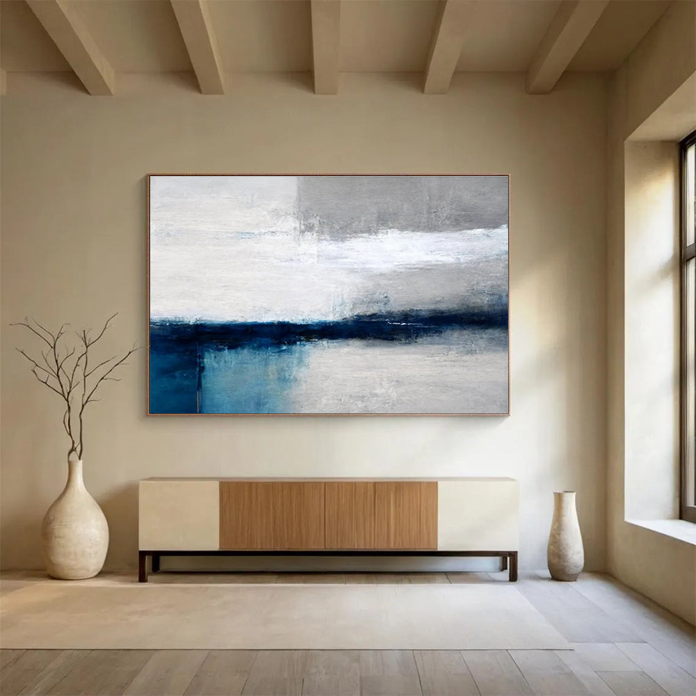 Repeated Blue - Grey Abstract Painting for Cohesive Interiors YHT058
