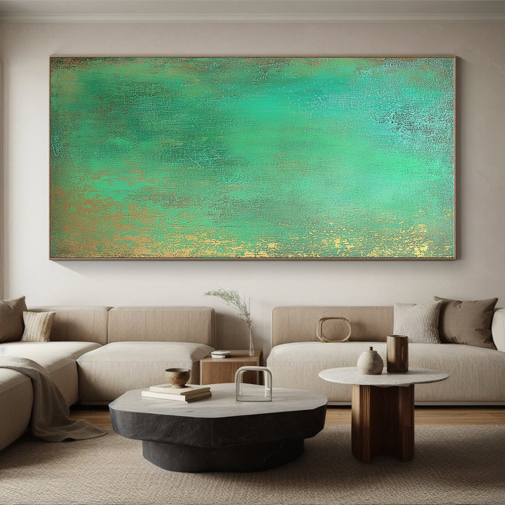Teal and Gold Abstract Painting with Exotic Allure WINK128