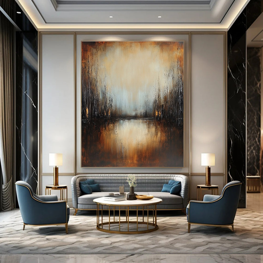 Forest Lake at Dusk - Mystical Landscape Abstract Painting GAB0581