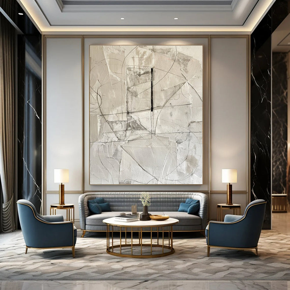 Minimalist Line Abstract Painting for Modern Office Lobbies HENG001