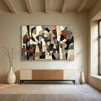 Cubist Musical Ensemble Abstract Painting with Intricate Layered Shapes ABS553