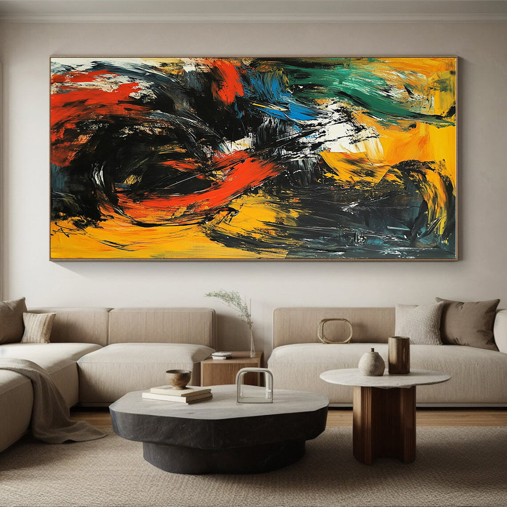 Vivid Color Clash Abstract Painting with Bold Contrasts WINK751