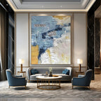 Chic Blue - Silver Abstract Layers Painting for Urban Interiors HENG255