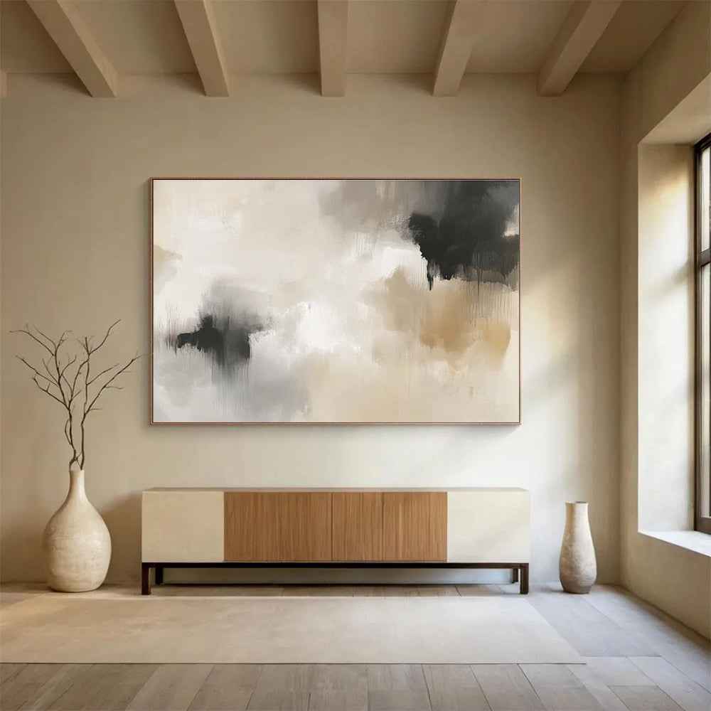 Beige and Gray Abstract with Soft Brushstrokes Abstract Painting ABS379