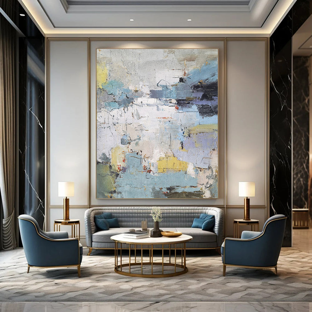 Colorful Abstract Cityscape Composition Abstract Painting for Urban - Inspired Cafes HENG352