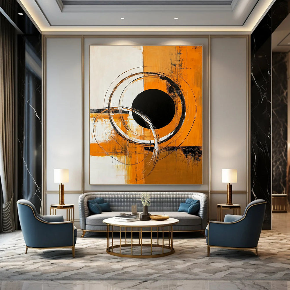 Dynamic Circular Art Abstract Painting for Modern Corporate Spaces GAB1399
