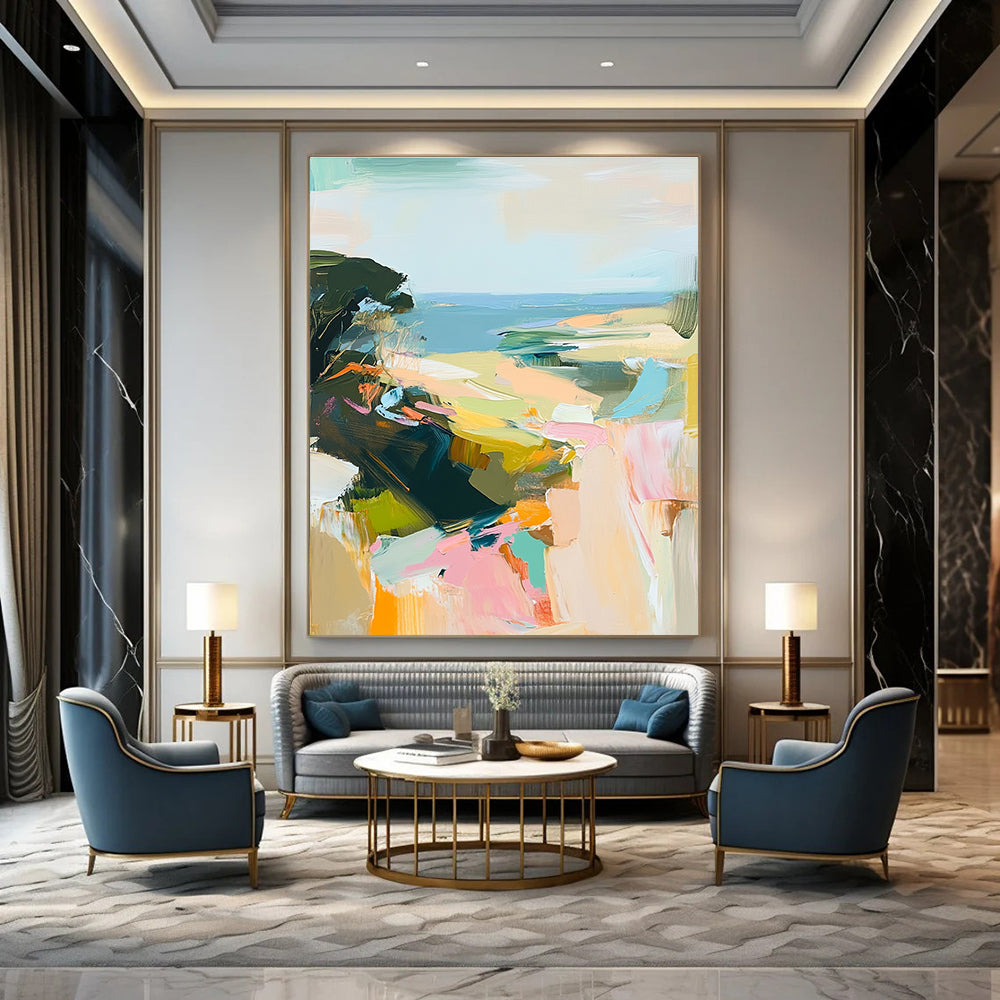 Pastel Coastal View - Soft Landscape Abstract Painting GAB0604