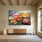 Textured Flower Bouquet Abstract Painting for Elegant Home Offices YHT295