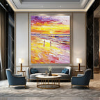 Beach Sunset Walk - Romantic Seascape Abstract Painting GAB0570