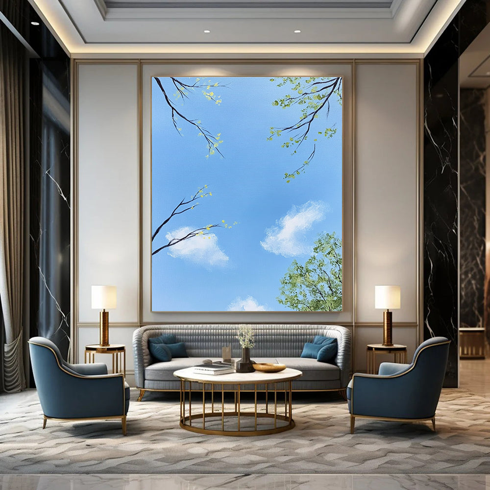 Sky with Tree Branches Serene Nature - Inspired Abstract Painting GAB0350
