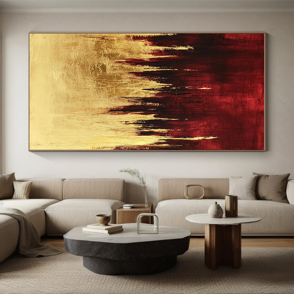 Red Gold Abstract Painting with Regal Drama WINK729