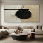 Black Circle and Lines Abstract Painting with Minimalist Drama WINK010