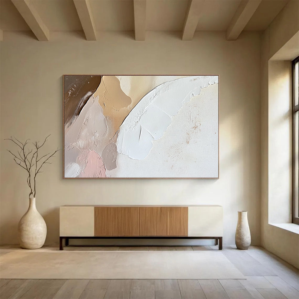 Pastel - Toned Textured Shapes with Soft Hues Abstract Painting ABS328
