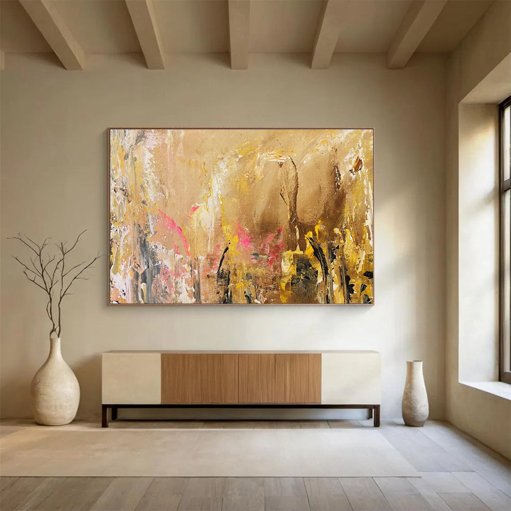 Beige and Colorful Abstract Painting for Bohemian - Styled Homes YHT378