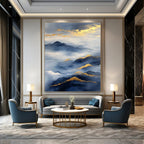 Golden - Accented Mountains Abstract Painting for Serene Spaces GAB0692