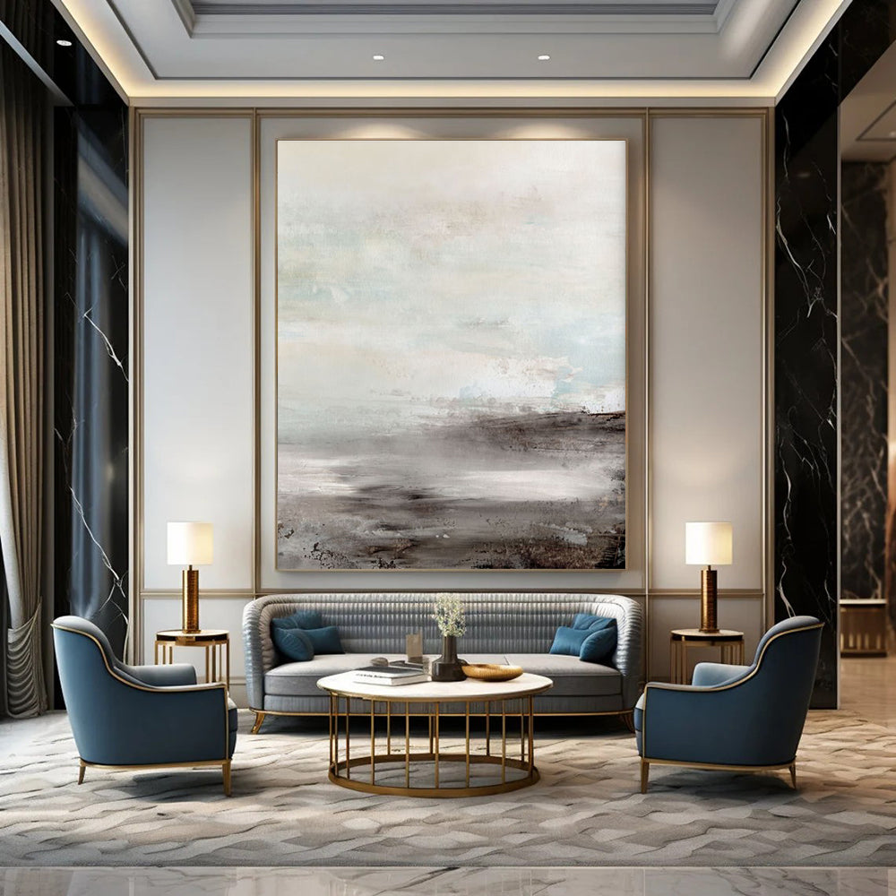 Light - Toned Landscape Abstract Painting for Minimalist Home Offices HENG154