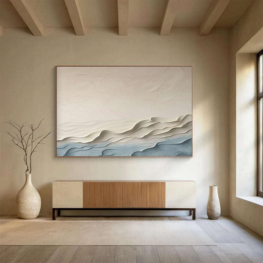 Textured Wave Abstract Painting for Modern Beach House Decor YHT253
