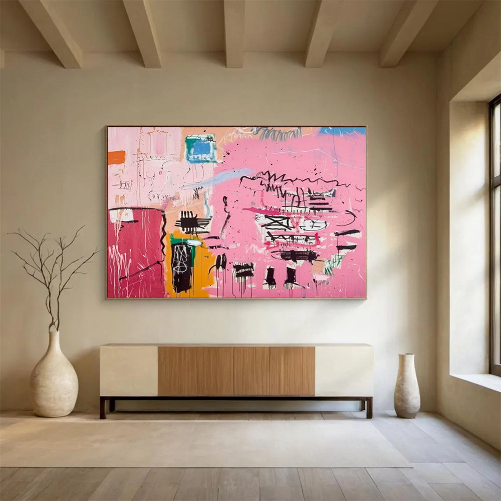 Pink Abstract Graffiti Painting for Urban Lofts YHT198