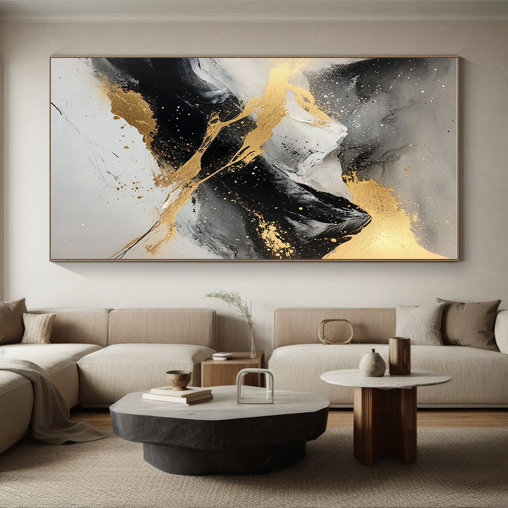 Gold - Accented Mountain Abstract Painting with Majestic Allure WINK320