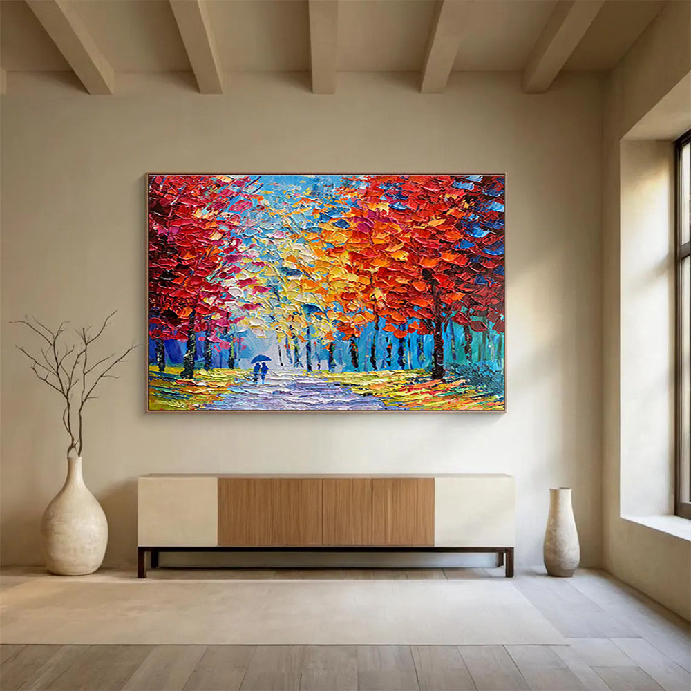 Autumn Stroll Abstract Painting for Cozy Living Rooms YHT200