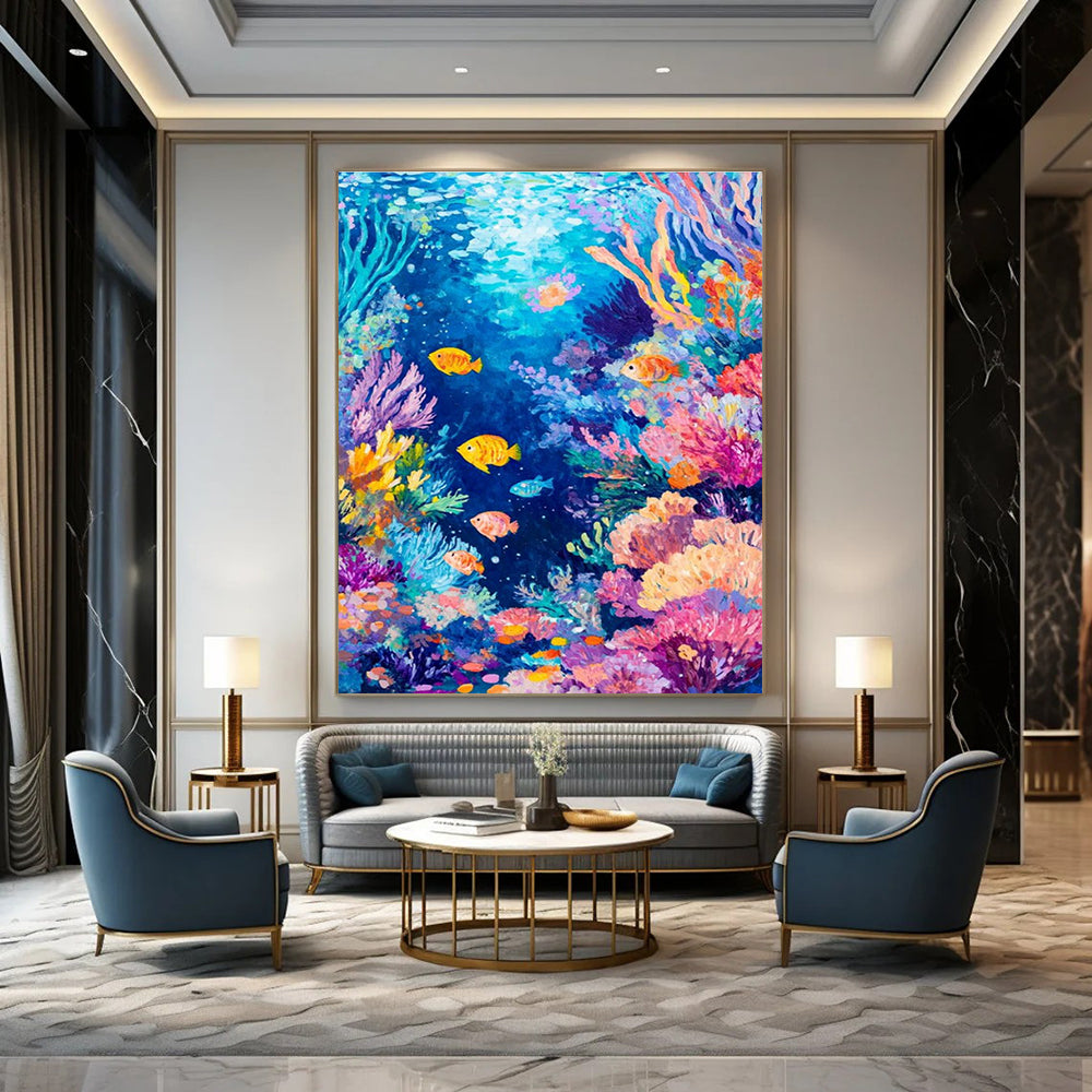 Colorful Underwater World Abstract Painting for Coastal Resort Spas HENG527