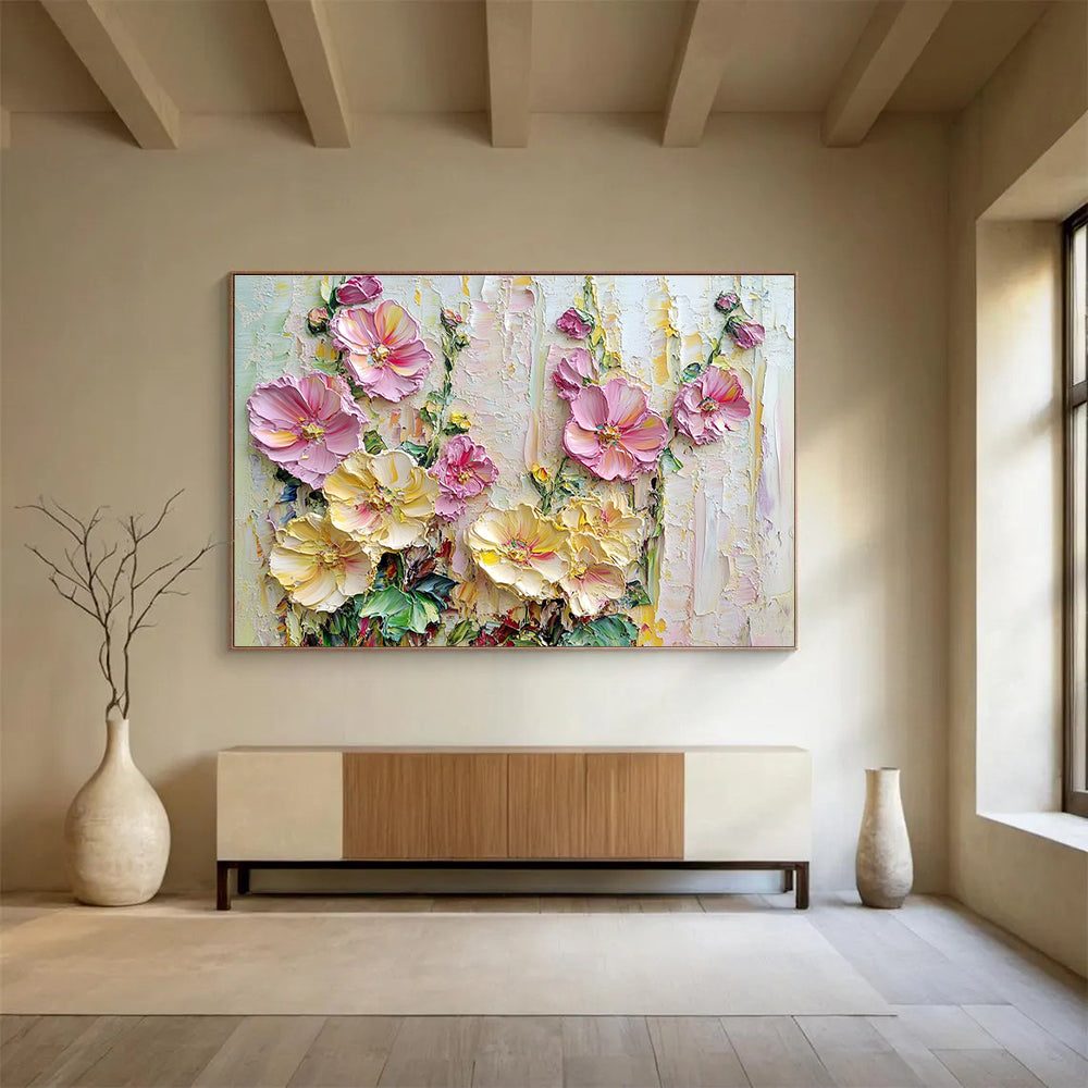 Textured Floral Bouquet Abstract Painting with Rich Details ABS600