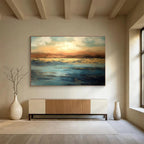 Sunset Over Calm Waters Abstract Painting for Relaxing Retreats YHT054