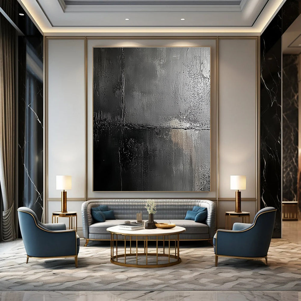 Black and Gray Abstract Painting for Modern - Minimalist Lofts GAB0899
