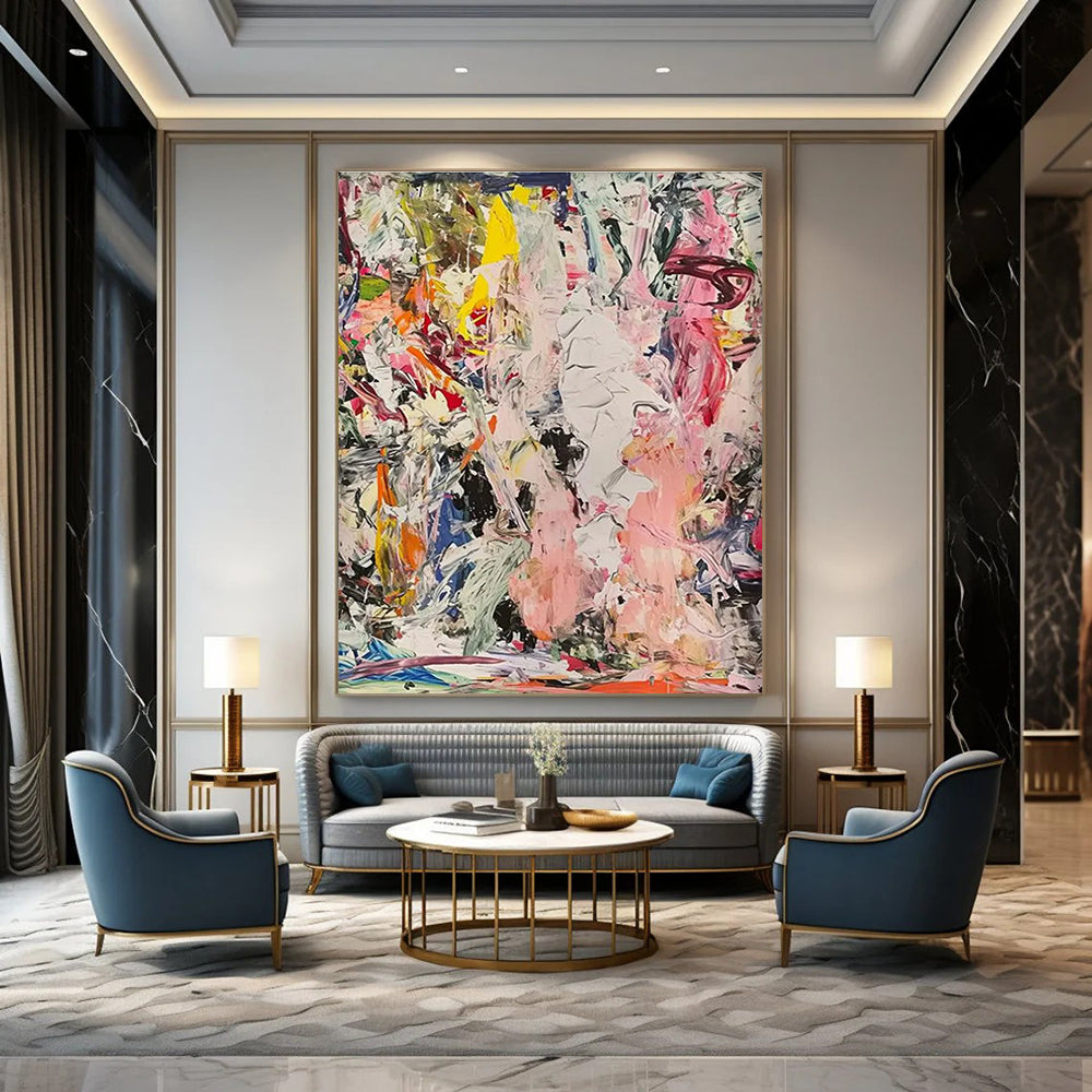 Chaotic Color Fusion Abstract Painting for Contemporary Art Galleries HENG097