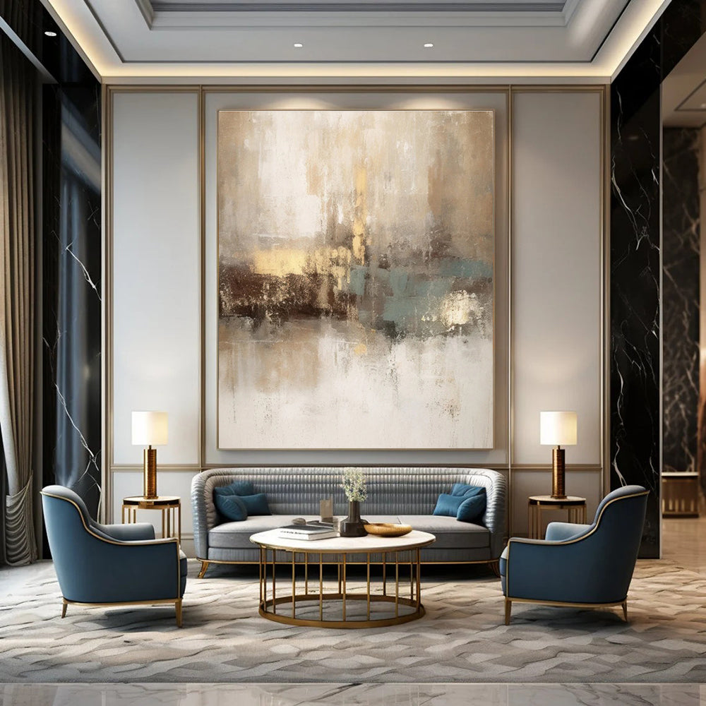 Neutral Tones Abstract Painting for Timeless Home Decor HENG068