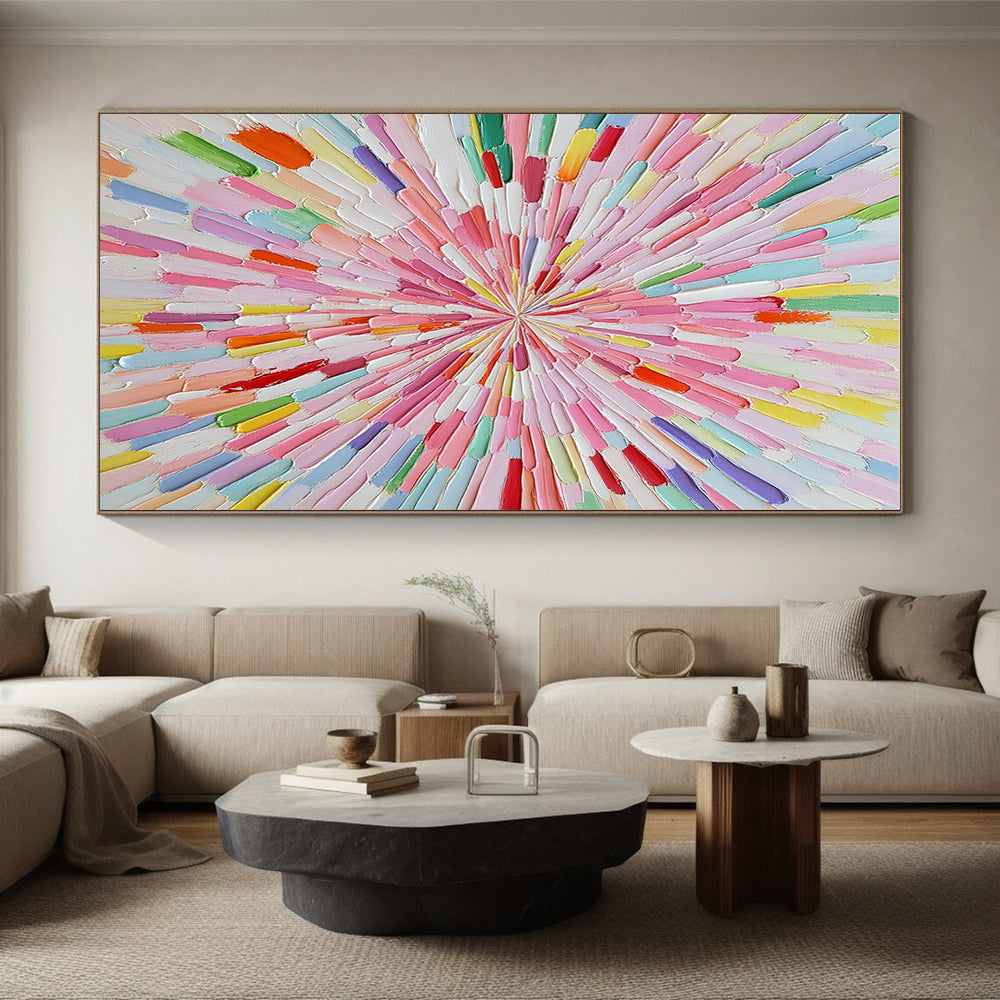 Colorful Radial Burst Abstract Painting with Vibrant Energy WINK124