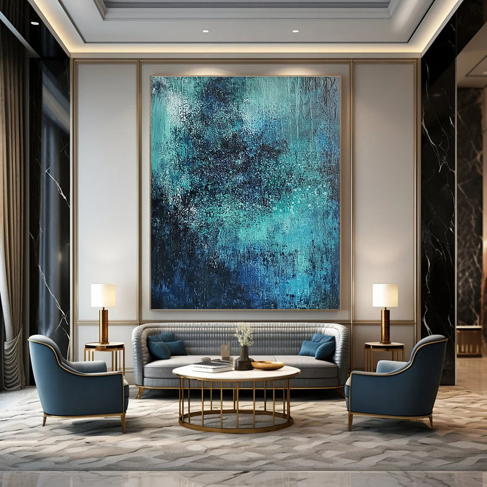 Blue Green Gradient Abstract Painting for Spa Retreats GAB0761