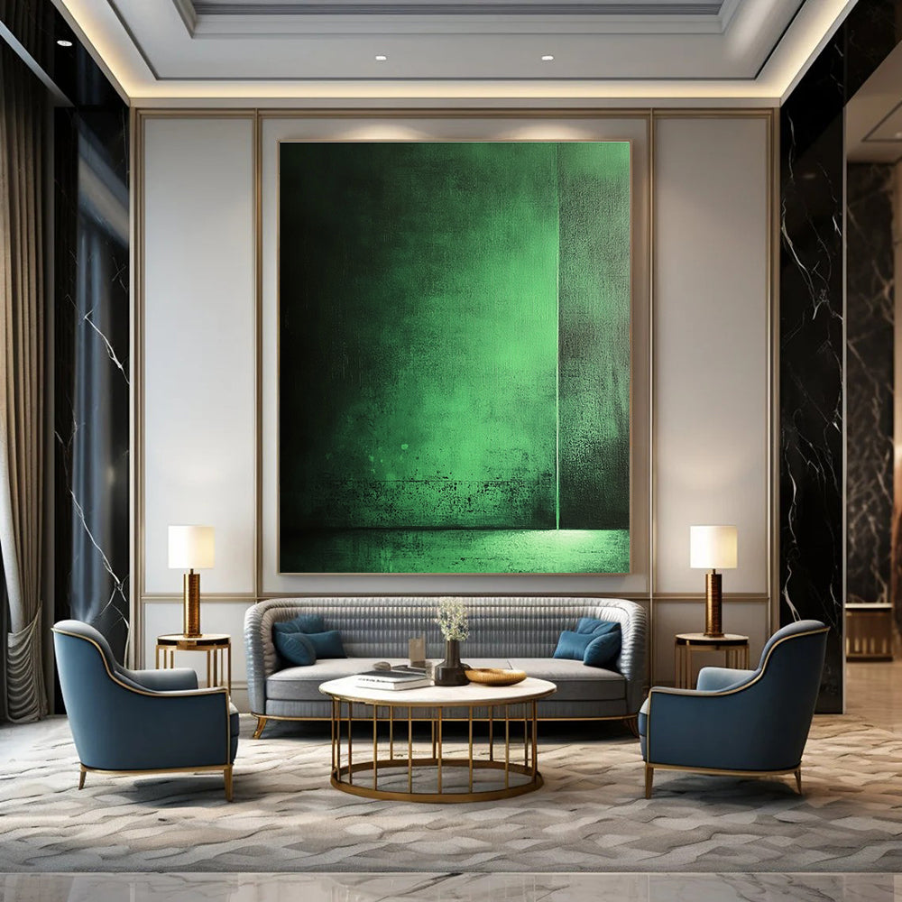 Dark Green Gradient Abstract Painting for Contemporary Art - Inspired Bars GAB1329
