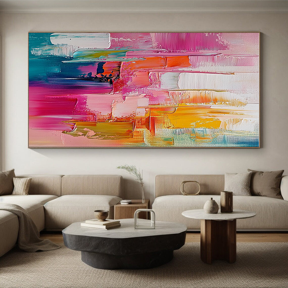 Pink - Orange Abstract Cityscape Painting with Vibrant Urban Energy WINK497