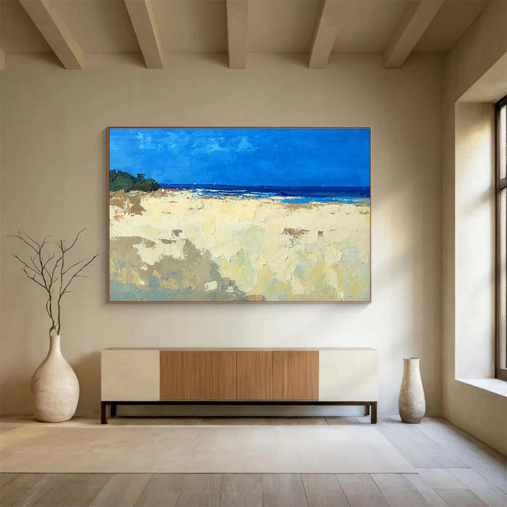 Minimalist Beach Abstract Painting for Modern Beachfront Offices YHT427