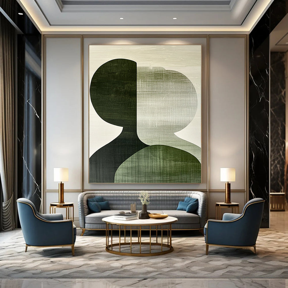 Abstract Green Figures Abstract Painting for Contemporary Art Cafes GAB1382