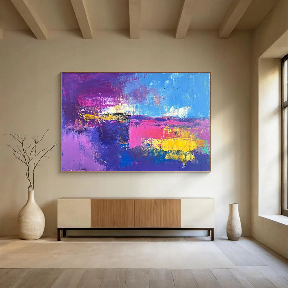Bold Purple - Pink - Blue Color Field Abstract Painting ABS205