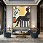 Silhouette with Plant Abstract Painting for Modern - Styled Studies GAB1024