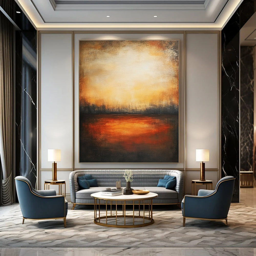 Sunset Field Abstract - Warm Landscape Artwork GAB0543